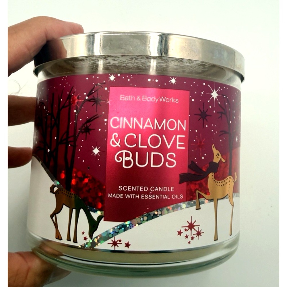 - Bath & Body Works White Barn Cinnamon & Clove Buds 3-Wick Candle 14.5oz HTF
